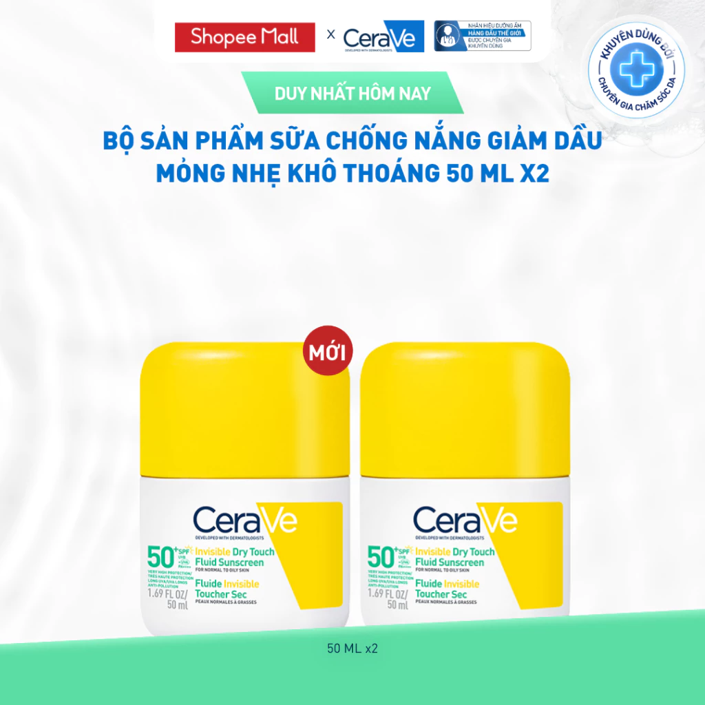 [MỚI] [VB HO] Bộ 2 sữa chống nắng CeraVe giảm dầu mỏng nhẹ khô thoáng 50ml