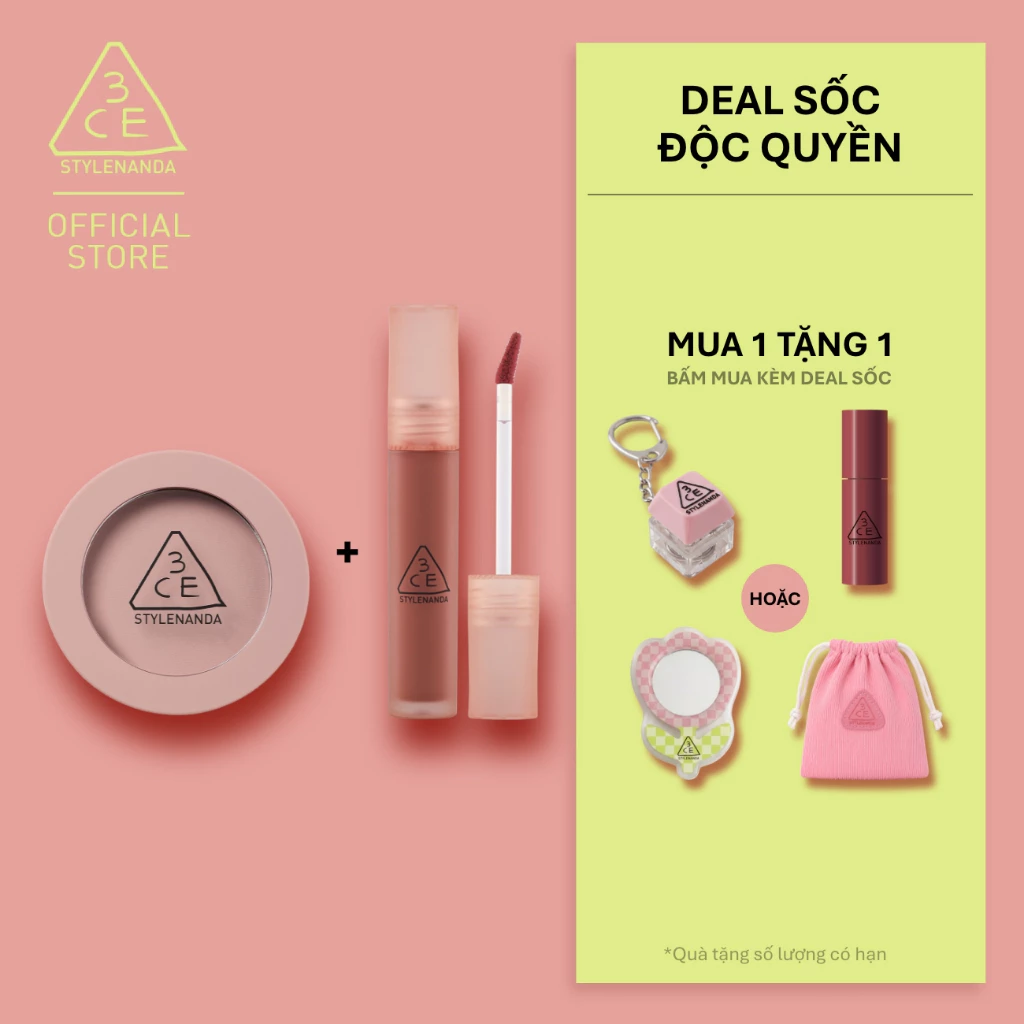 3CE Combo Son Kem Blur Water Tint  & Phấn Má Hồng Face Blush