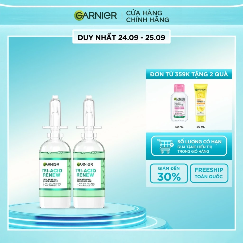 Bộ 2 Serum Garnier thế hệ mới 15% [PHA,AHA BHA ,NIACINAMIDE] giúp da trông sáng, láng, khỏe hơn 20ml x 2