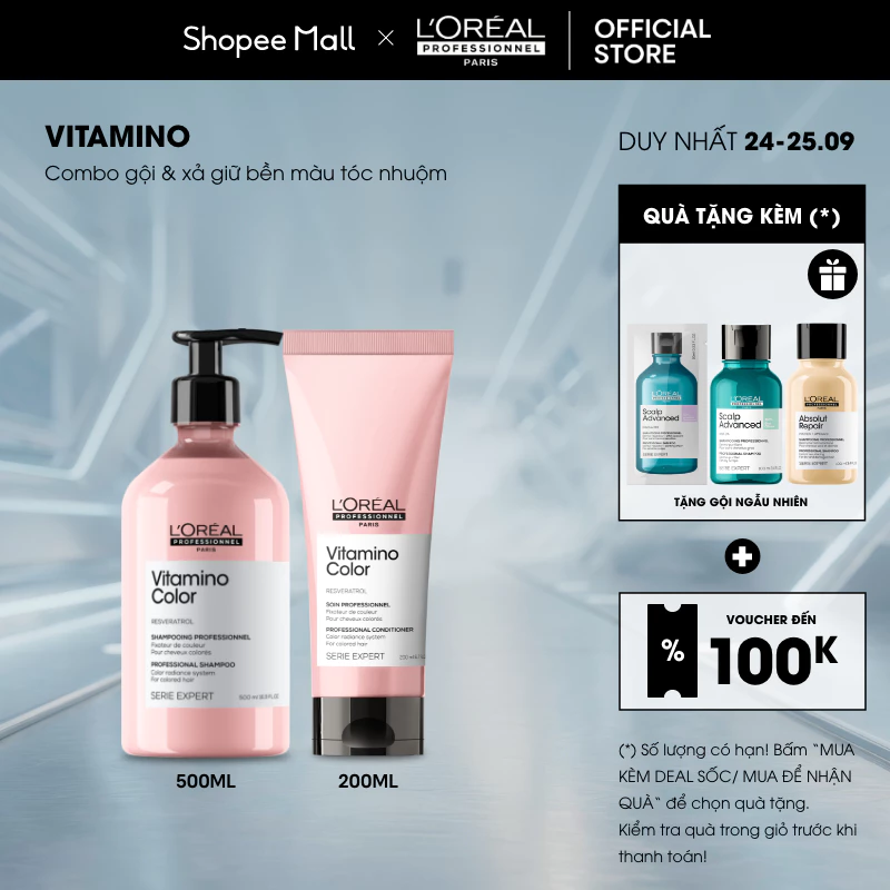 [LP x Hannah Olala] Combo Dầu gội 500ml & Dầu xả 200ml giữ màu tóc nhuộm & dưỡng tóc mềm mượt Vitamino Color