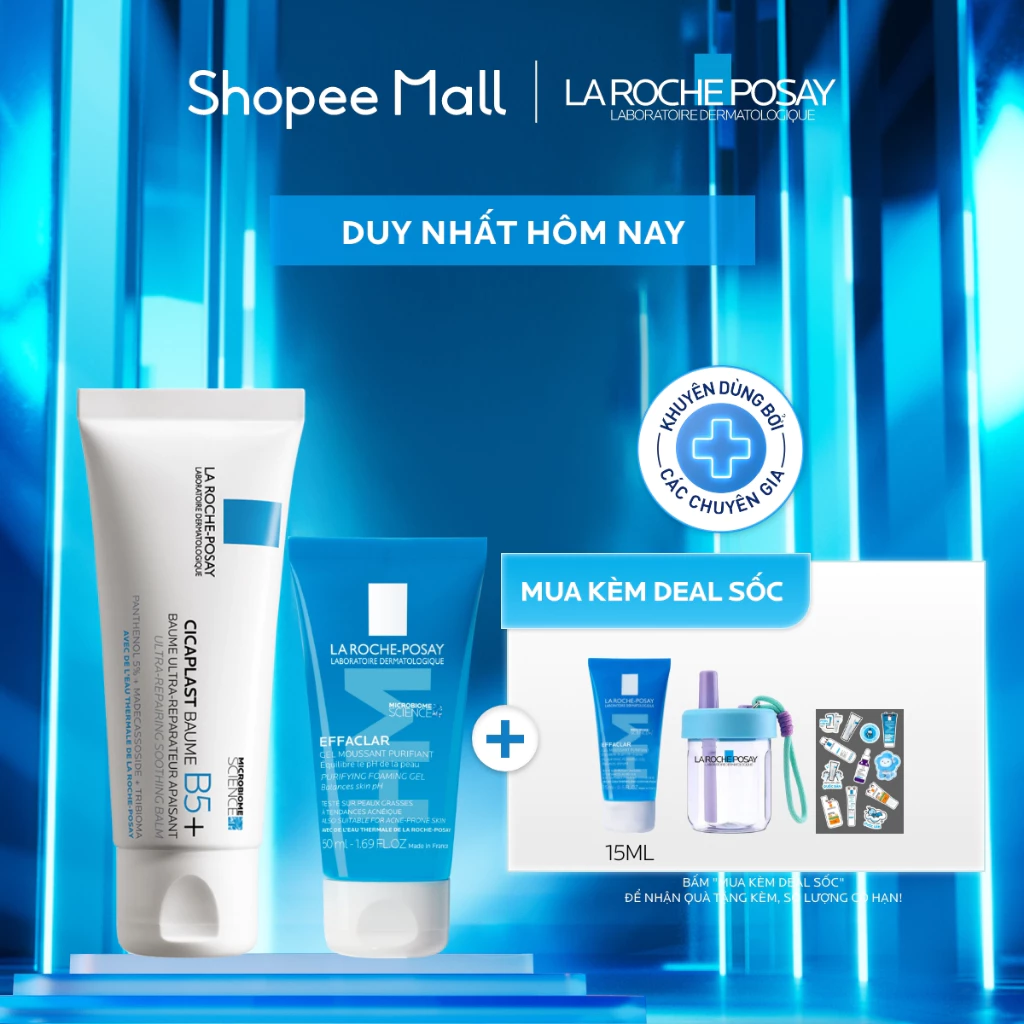 [VB FS] Bộ đôi làm sạch, làm dịu và phục hồi làn da đa công dụng La Roche-Posay Cicaplast Baume B5+ 40ml