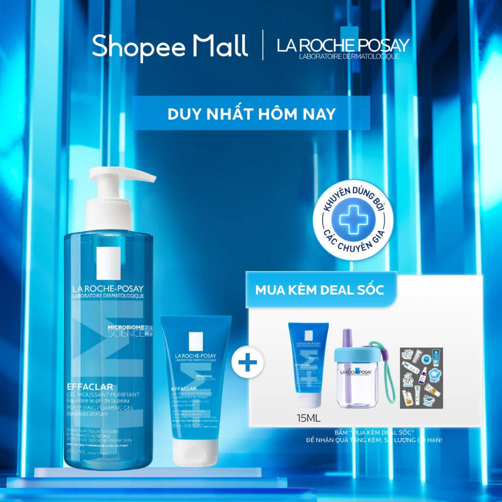 [VB FS] Bộ đôi gel rửa mặt tạo bọt làm sạch La Roche-Posay Effaclar Purifying Foaming Gel 400ml