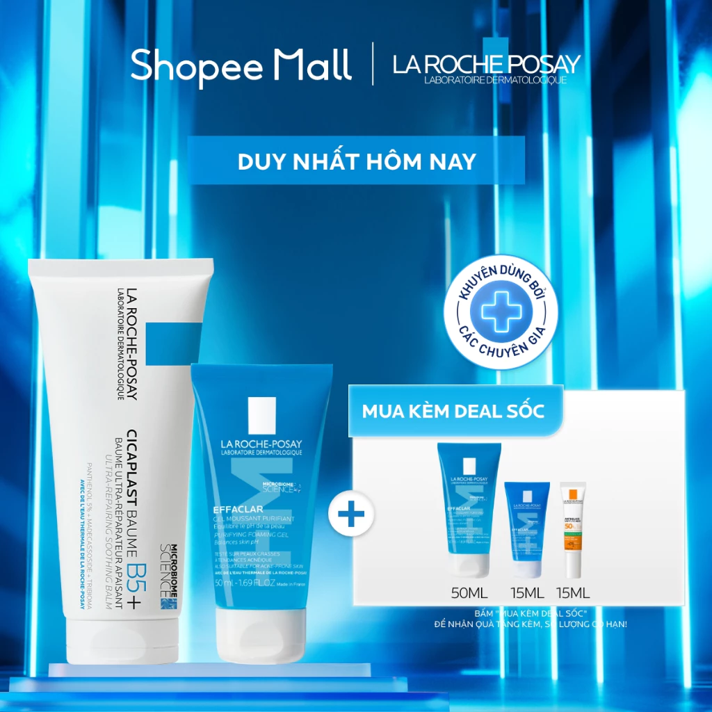 [VB FS] Bộ đôi làm sạch và phục hồi làn da La Roche-Posay Cicaplast Baume B5+ 100ml