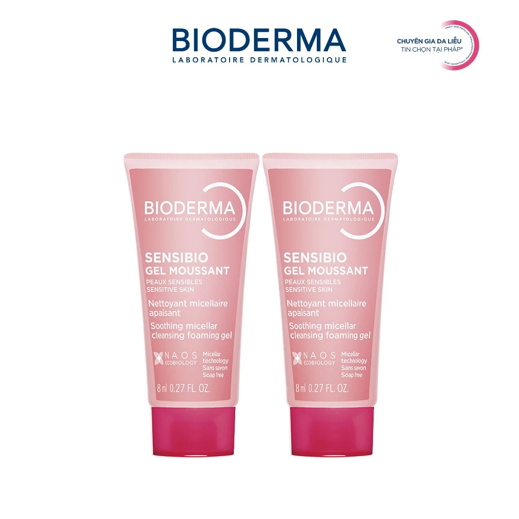 [QUÀ TẶNG KHÔNG BÁN] Bộ đôi gel rửa mặt tạo bọt cho da nhạy cảm Bioderma Sensibio Gel Moussant - 8mlx2